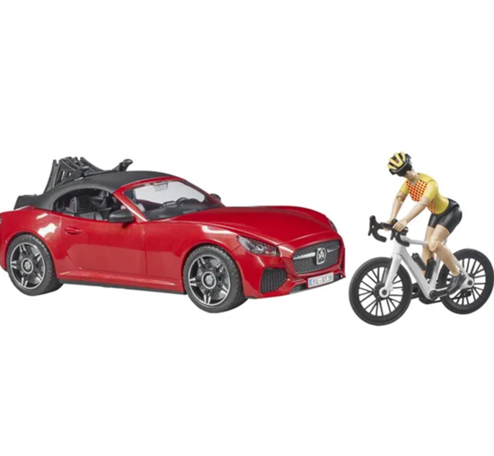 Fotografija proizvoda Igračka Auto Roadster s trkačkim biciklom i biciklisticom, BRUDER