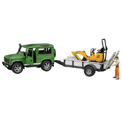 Prikaži detalje za  Igračka Land Rover sa prikolicom i bagerom Fotografija proizvoda Igračka Land Rover sa prikolicom i bagerom